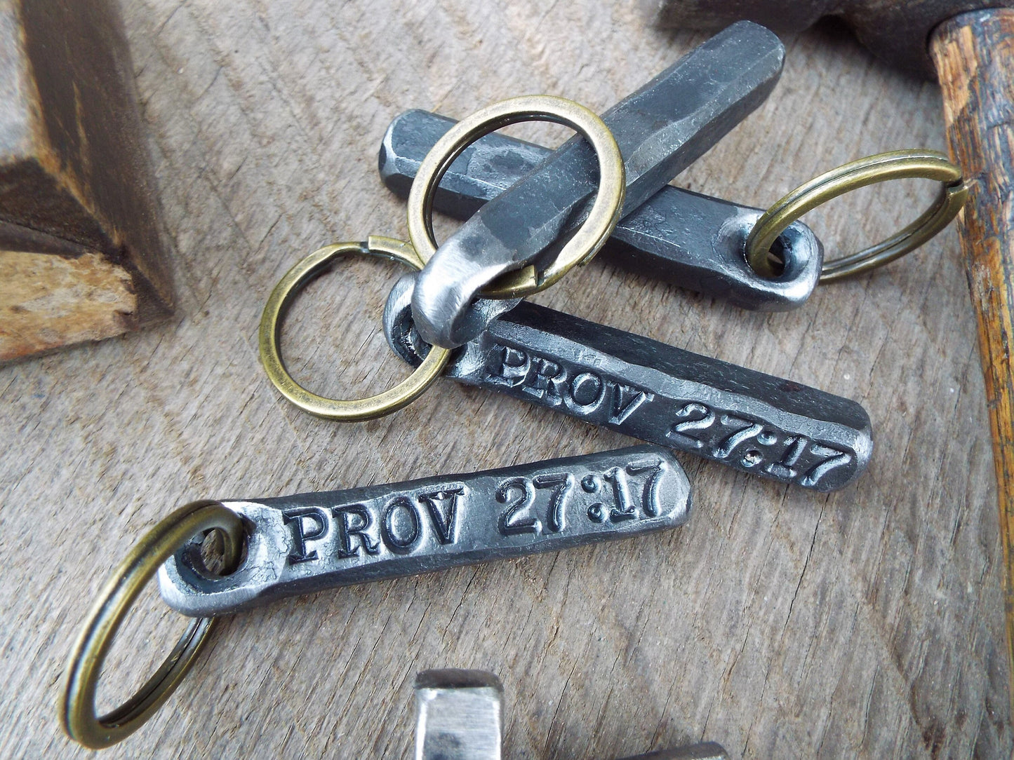 Proverbs 27:17 Iron Keychain