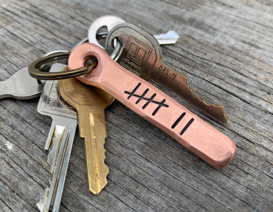 Copper Tally Mark Keychain