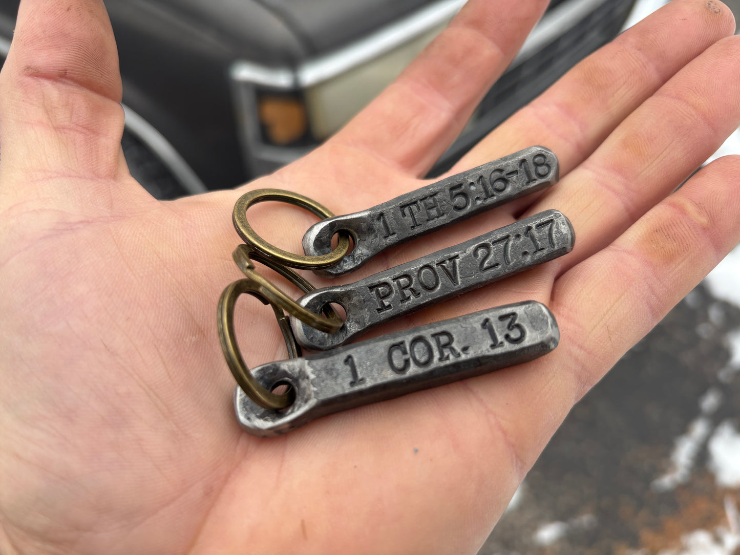 Proverbs 27:17 Iron Keychain