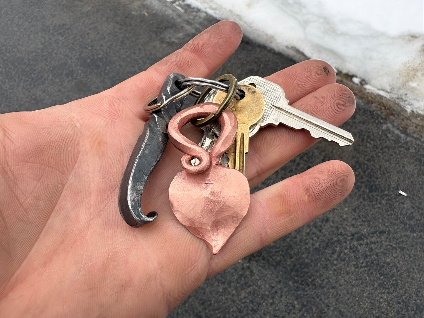 Copper leaf keychain