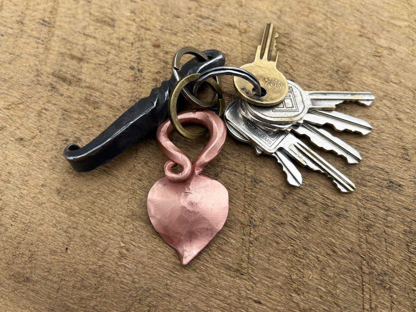 Copper leaf keychain