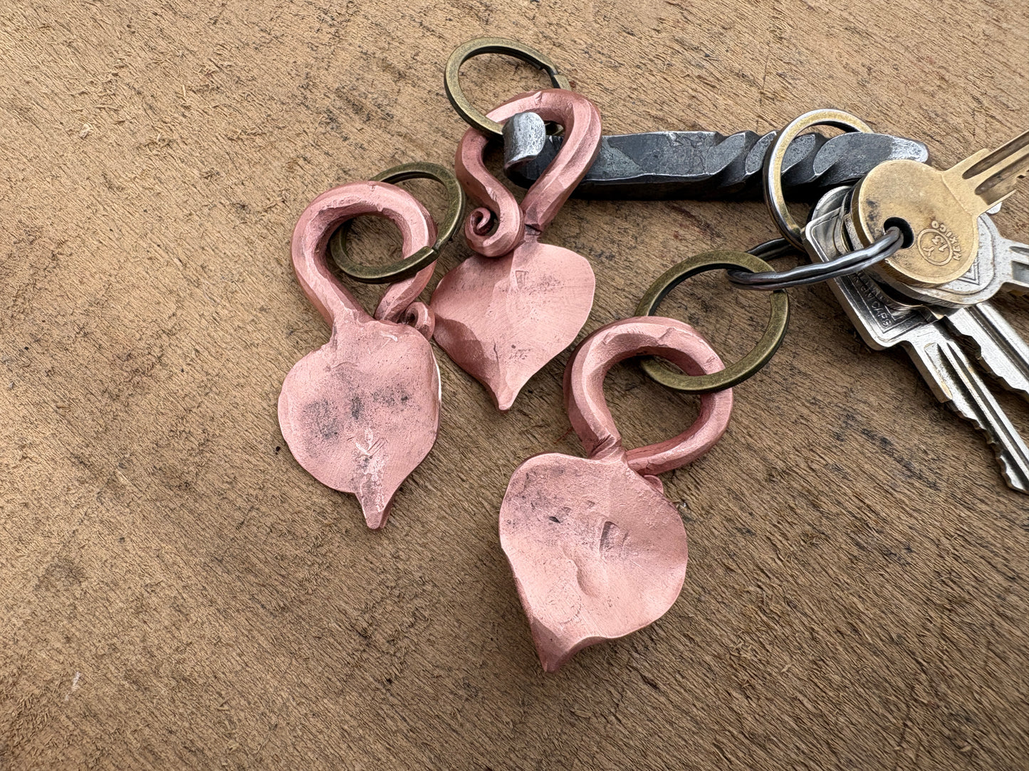 Copper leaf keychain