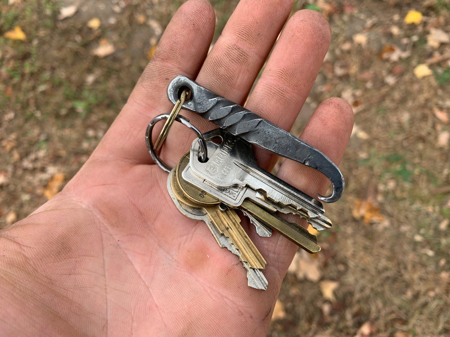 Rustic Blacksmith Beer Opener - Hand-Forged Iron Bottle Opener Keychain