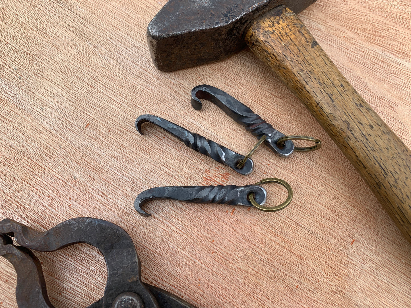 Rustic Blacksmith Beer Opener - Hand-Forged Iron Bottle Opener Keychain